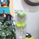GobekUsa Hand Woven Love Heart Yarn Crochet Flower Bouquet with Green Leafy Branch