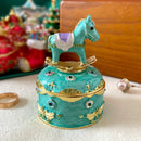 GobekUsa Enameled Metal Jewelry Trinket Box Figurines Hand Painted Storage Case