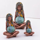 GobekUsa Gaia Mother Earth Lotus Yoga Pose Resin Figurine Decor for Home Nature Sculpture