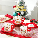 GobekUsa Christmas Ceramic Santa Tea Set with Spoon, Festive Coffee Cup & Saucer