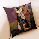 GobekUsa Cat Print Black Short Plush Pillowcase for Modern Living Room Décor