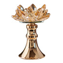 GobekUsa Lotus Glass Flower Crystal Candle Holder Home Decor Accessory