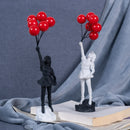 GobekUsa Flying Love Balloon Girl Sculpture: Abstract Modern Home Office Decor & Gift