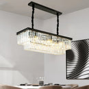 GobekUsa Gold Black Metal LED Chandelier with K9 Crystal - Retro Square Chain Pendant Lighting