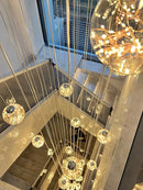 GobekUsa LED Glass Ball Chandelier for Duplex Villa Living Room