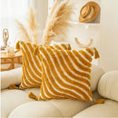 GobekUsa Geometric Tufted Tassel Cushion Cover - Modern Boho Sofa Decor