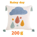 GobekUsa Boho Yellow Rainbow Star Moon Tassel Cushion Cover 45x45cm