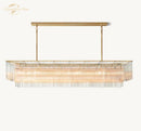 GobekUsa Amadeo Crystal LED Chandelier: Modern Rectangular Pendant Light for Kitchen Island, Dining Room