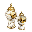 GobekUsa Gold & White Grain Ceramic Jar: Home Decor & Storage Accessory