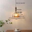 GobekUsa Green Glass LED Pendant Lamp with Knob Switch, Copper Chandelier