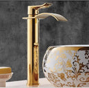 GobekUsa Gold and White Waterfall Bathroom Basin Faucet Mixer Tap Hot Cold Sink