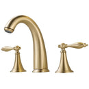 GobekUsa Brushed Gold Brass Basin Faucet | Widespread Waterfall Sink Faucet