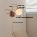GobekUsa Globe Ceramic LED Wall Lights Walnut Wood Sconce Rotatable Bedside Lamp