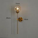 GobekUsa Golden Glass Ball LED Wall Lamps with Touch Switch, Modern Nordic Decor Lighting
