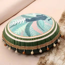 GobekUsa Ethnic Print Tassel Cushion Cover - Round Dutch Velvet Sofa Pillow