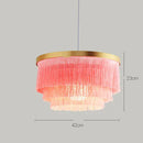 GobekUsa Bohemian Gold Tiered Chandelier | White & Beige Cotton Thread Line | Girls Room Wedding Lighting
