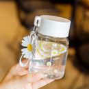 GobekUsa Daisy Flower Glass Water Bottle Portable Tumbler 350ML