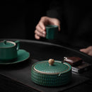 GobekUsa Green Ceramic Ashtray with Lid - Windproof Hammer Pattern - Smoking Accessories