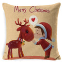 GobekUsa Elk Print Linen Pillowcase: Festive Christmas Cushion Cover for Sofa - 2023 New Year Decor