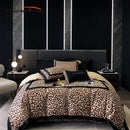 GobekUsa Leopard Print Lyocell Cotton Bedding Set, Luxury Duvet Cover, Sheet & Pillowcases