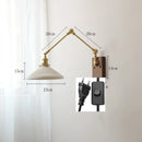 GobekUsa Copper Wall Lamp with Pull Chain Switch, Nordic Design, LED Bulb, Ceramic Lampshade