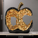 GobekUsa Ceramic Apple Sculpture Desk Decoration - Gold-plated Hollow Out Craft, Room Aesthetic Ornament