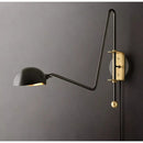 GobekUsa Black/Gold Lustre Copper Swing Arm Wall Lamp for Modern Living Spaces