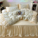 GobekUsa Korean Princess Flowers Bedding Set - Duvet Cover, Bed Skirt, Pillowcases