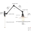 GobekUsa Industrial Loft Swing Arm Wall Sconce Clear Glass Pull Chain Switch Bedside Lamp