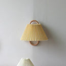 GobekUsa Beech Wood Wall Lamp: Wabi-sabi Style Fabric Art for Living Room, Bedroom, or Porch