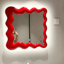 GobekUsa Cream Cloud Wave Mirror, Wall-hung for Bathroom & Bedroom Makeup Decor