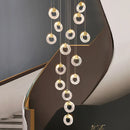 GobekUsa Circular Crystal Led Chandelier Luxury Modern Villa Staircase Living Room Decor Fixtur
