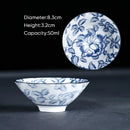 GobekUsa Blue & White Ceramic Kung Fu Tea Cup, Japanese Style Porcelain Sake Espresso Mug