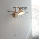 GobekUsa Globe Ceramic Walnut Wood Wall Light with Pull Chain Switch and Rotatable Design