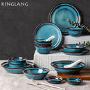 GobekUsa Beautiful Blue Ceramic Bowl Kiln Dinnerware Dish