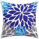 GobekUsa Blue Floral Cushion Cover 45x45cm for Modern Home Decor & Office Sofa