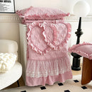 GobekUsa Korean Princess Style Bedding Set with Lace Ruffles and Love Theme