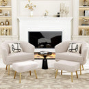 GobekUsa Comfortable Beige Bucket Shaped Club Living Room Armchair with Golden Metal Legs