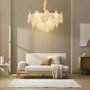 GobekUsa Crystal Glass Chandelier Blade LED Pendant Light for Living Dining Bedroom Lighting