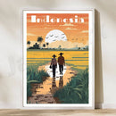 GobekUsa Bali Surfing Poster - Uluwatu, Canggu, Pererenan Estuary, Borobudur, Komodo, Rice Field Illustration