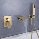 GobekUsa Gold Bathtub Shower Faucet Set with Handheld Waterfall & Mixer Tap