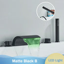 GobekUsa Black Waterfall LED Bathtub Faucet Set