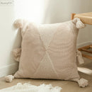 GobekUsa Knitted Mustard Blue Tassel Cushion Cover for Home Sofa Bed Decor