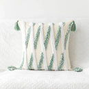 GobekUsa Geometric Tufted Embroidery Flowers Boho Cushion Cover with Tassel
