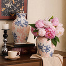GobekUsa Blue & White Ceramic Vase, Chinese-style Handcrafted Flower Vase - Home Decoration