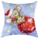 GobekUsa Christmas Pillowcase Deer Santa Tree Bear Print Cushion Cover