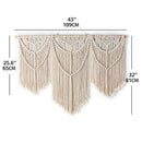 GobekUsa Large Hand-Woven Macrame Wall Hanging Tapestry with Wooden Stick & Tassels