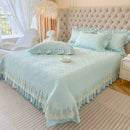 GobekUsa Lace Ruffles Quilted Bedspread Set with Pillowcases