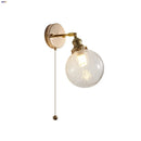 GobekUsa Clear Glass LED Wall Sconce Pull Chain Switch Modern Bathroom Mirror Light