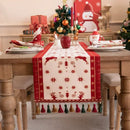 GobekUsa Christmas Cartoon Jacquard Table Runner with Embroidered Tassel - Festive Dining Room Decor